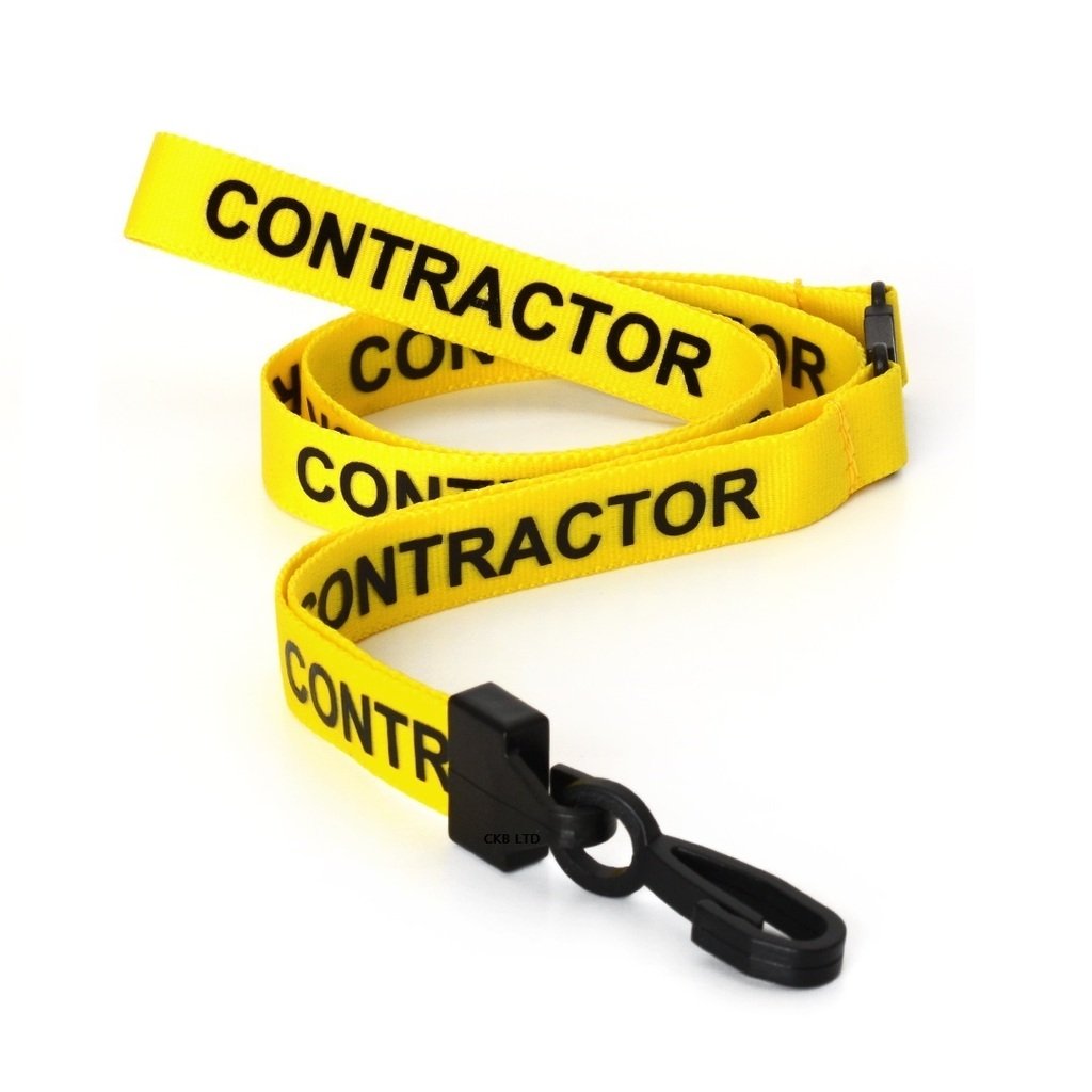 Ckb Ltd Yellow Contractor Lanyards Breakaway Safety Lanyard Neck Strap Swivel Plastic Clip For Id Card Holder Pull Quick Release Design Pack Of 100