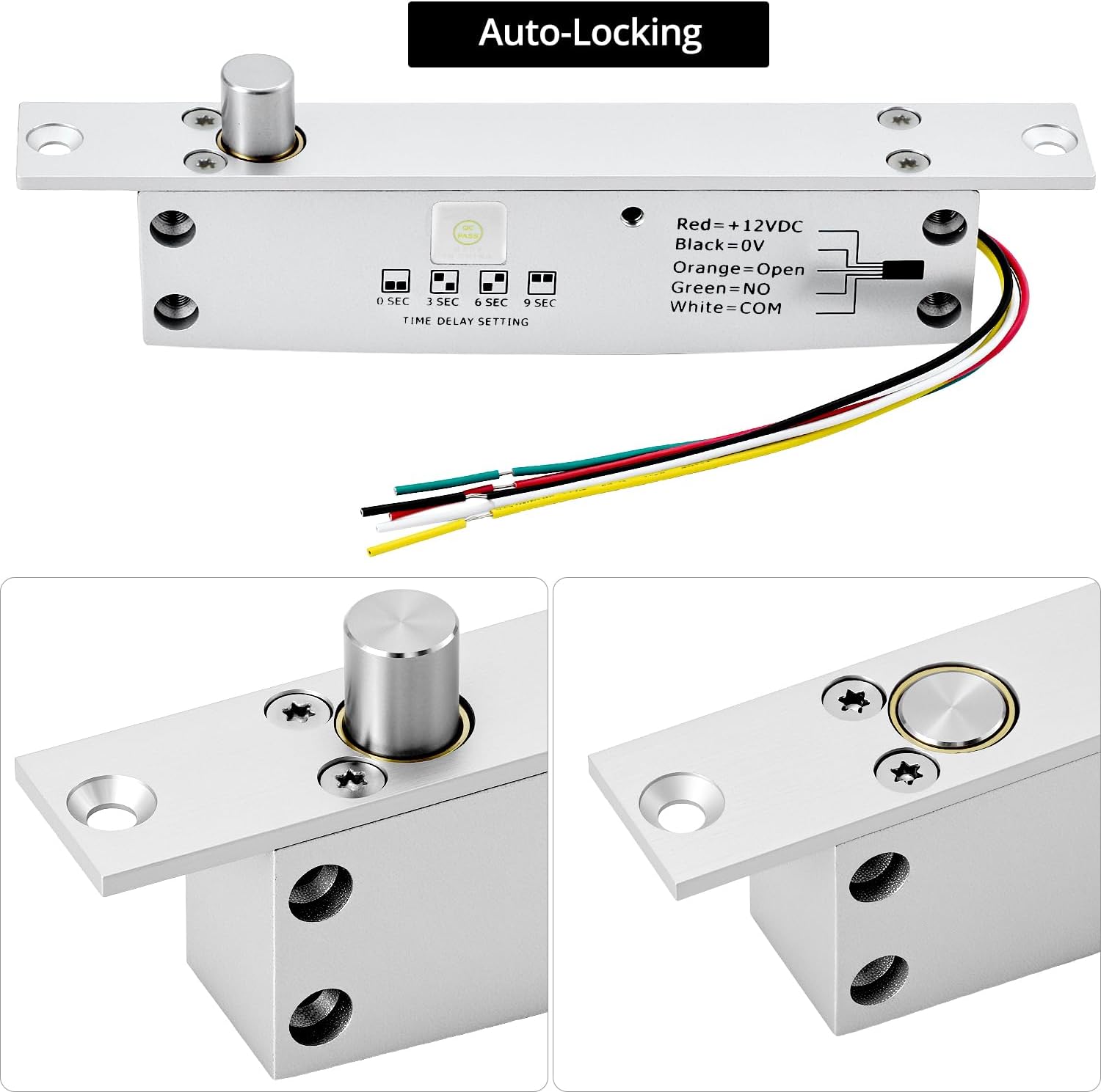 QWORK Electric Bolt Lock, Fail-Secure Deadbolt Electric Drop Bolt Lock - 12VDC - for Narrow Door Access Control System