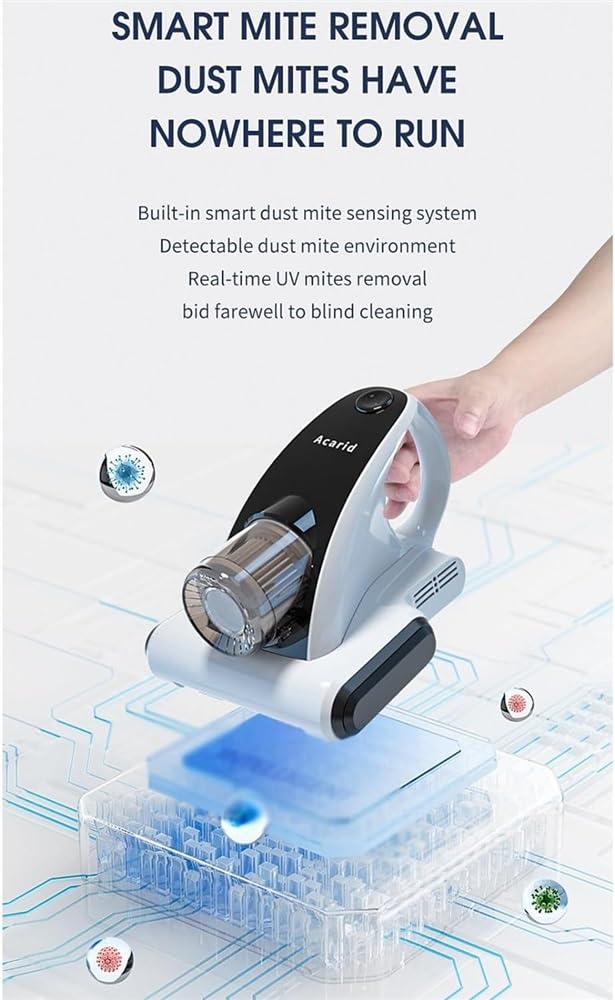 Aspiradora inalámbrica para eliminación de ácaros, carga USB de 2000 mAh, esterilización UV para el hogar y la cama, máquina de limpieza eficaz antiácaros