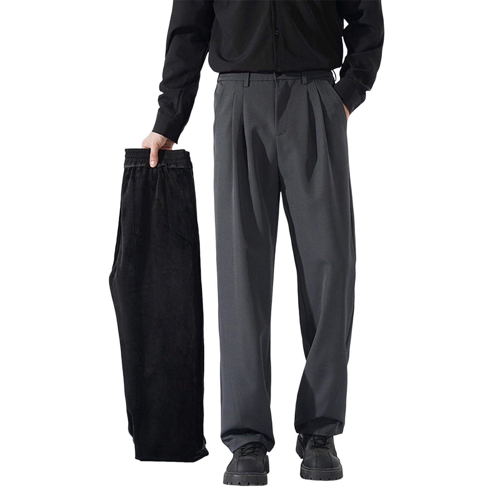 Generisch Pantaloni da uomo casual, pantaloni aderenti con gamba dritta e fodera in pile per le calde giornate invernali. Vestibilità comoda, pantaloni lunghi alla caviglia.