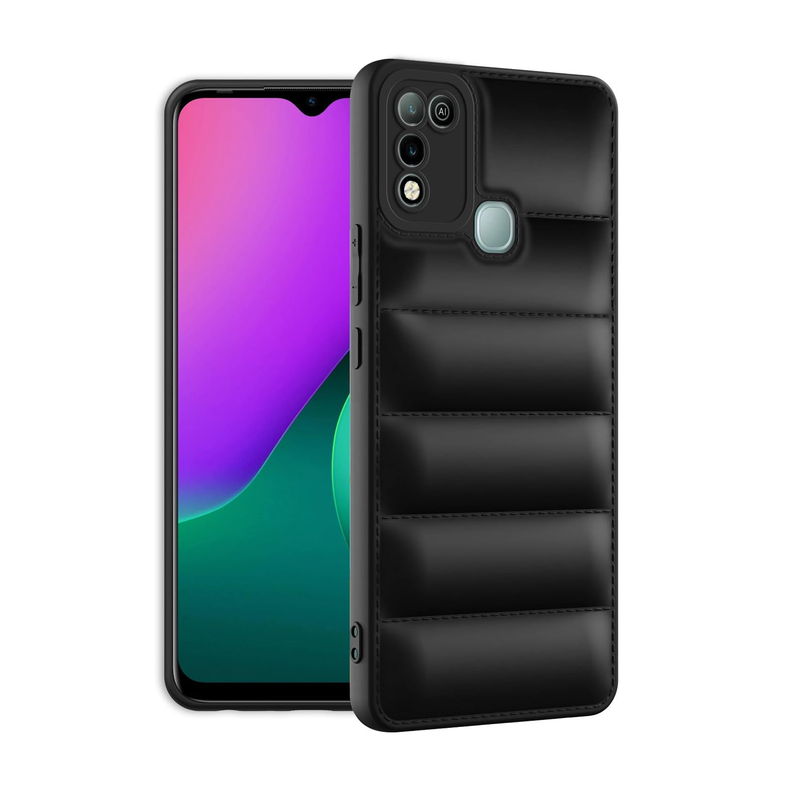 Amazon Brand - Solimo Rubber Puffer Case Camera Protection Soft Back Cover for Infinix Hot 10 Play -Black (B0CV55CVSX) Amazon Price History, Amazon Price Tracker