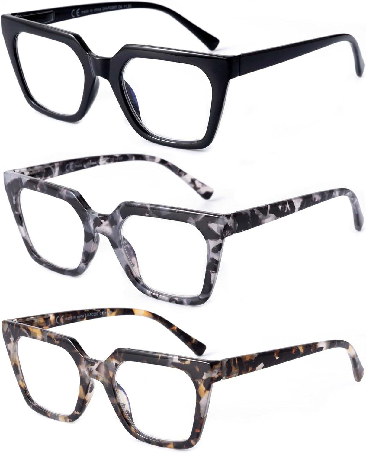 3 Pack Reading Glasses for Women Men Blue Light Blocking with Spring Hinge, Anti Eyestrain/Dryness/UV Eyeglasses, +2.0 - Image 2