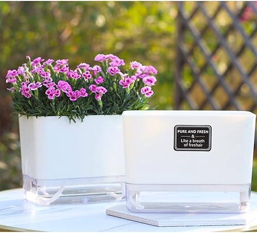 Miniatura 7 de FAMZ Paquete de 4 macetas de autorriego para plantas de interior, hidratación automática, maceta cuadrada transparente para plantas