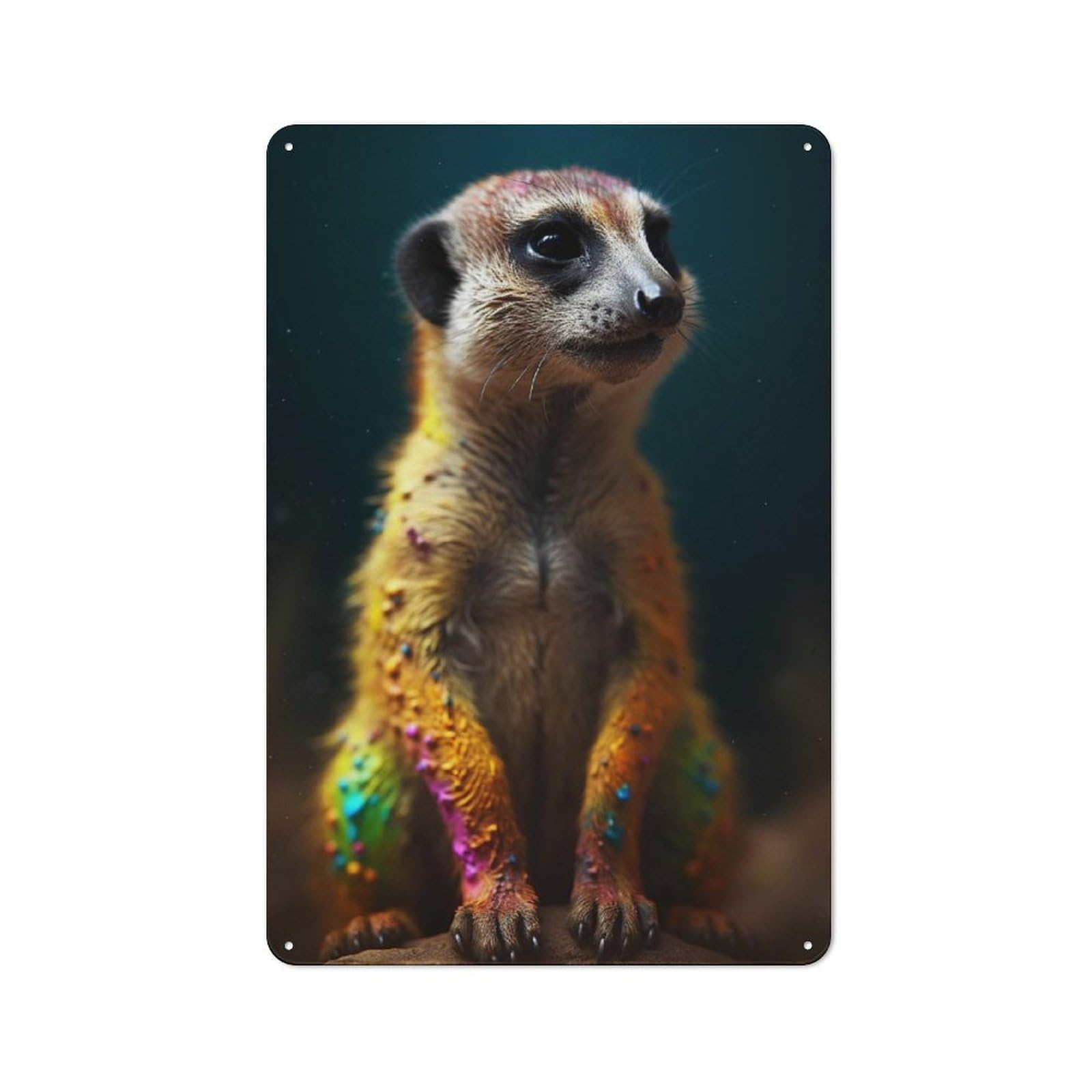 Junmoney Style-4 Colorful Meerkat Tin Sign 30X20cm, Garage Style Workshop Wall Decor For Garage, Workshop, Shed Or Utility Room