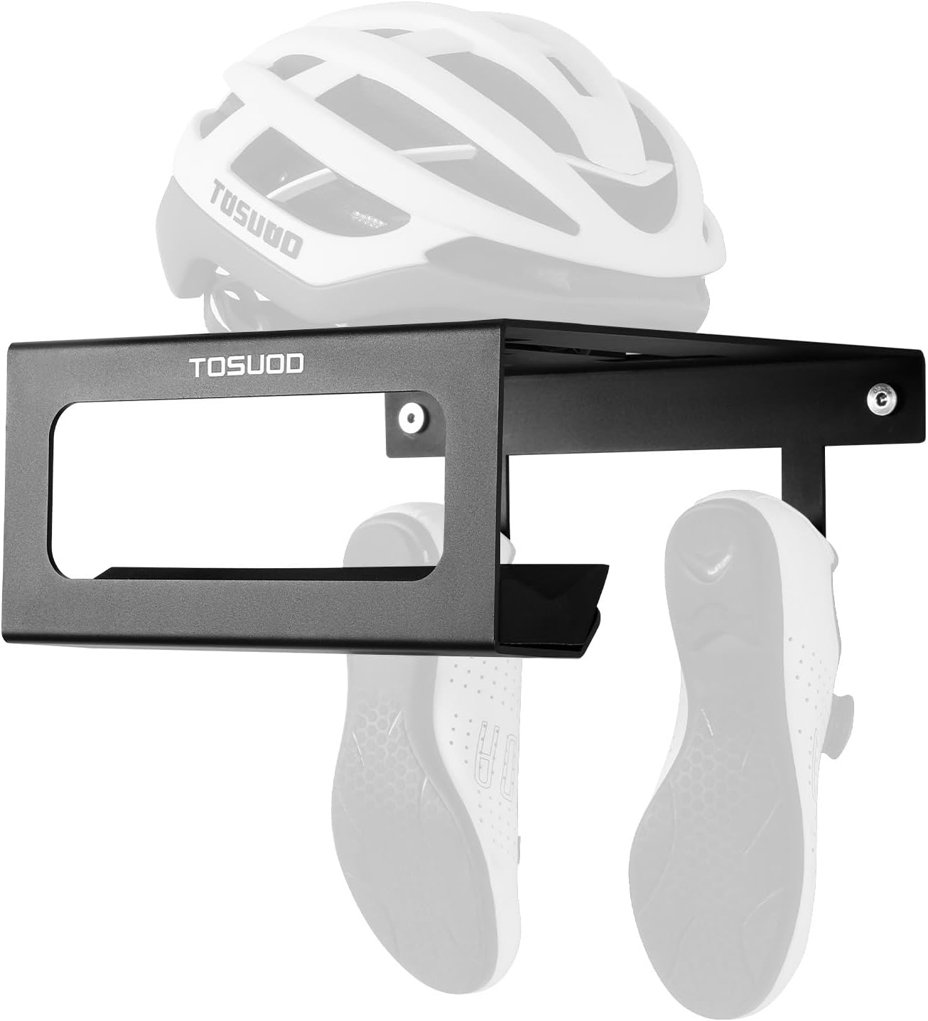 Wall Bike Rack Bike Wall Mount Storage Rack for Garage Indoor | Bike Shelf Holder for Mountain & Road Bicycles | Space Saver Organizer for Helmet Shoes Glasses CO? Pump | Happy Black Steel Bracket