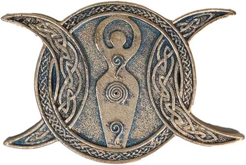 Ebros Gift Diosa espiral sagrada, luna triple con nudos celtas, incienso, soporte para quemador, estatuilla de media luna, luna menguante completa,