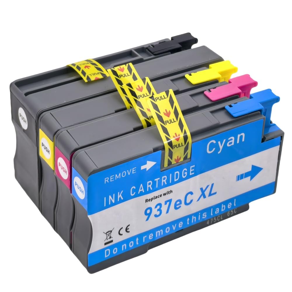 937XL 937e (avec puce) cartouches d'encre compatibles avec Pro 9135e 9125e 9720e 9132e 9122e 9730e 9120e 9117b 9120b 9130b 9110b (lot de 4)
