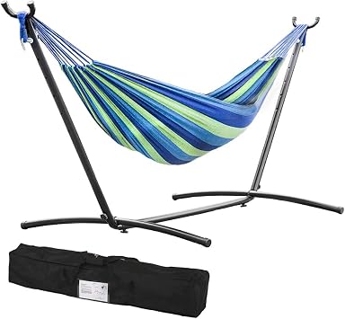 FDW Portable Hammock Stand Heavy Duty Steel Standfor Outdoor Patio Or Indoor with Carrying Case, Blue