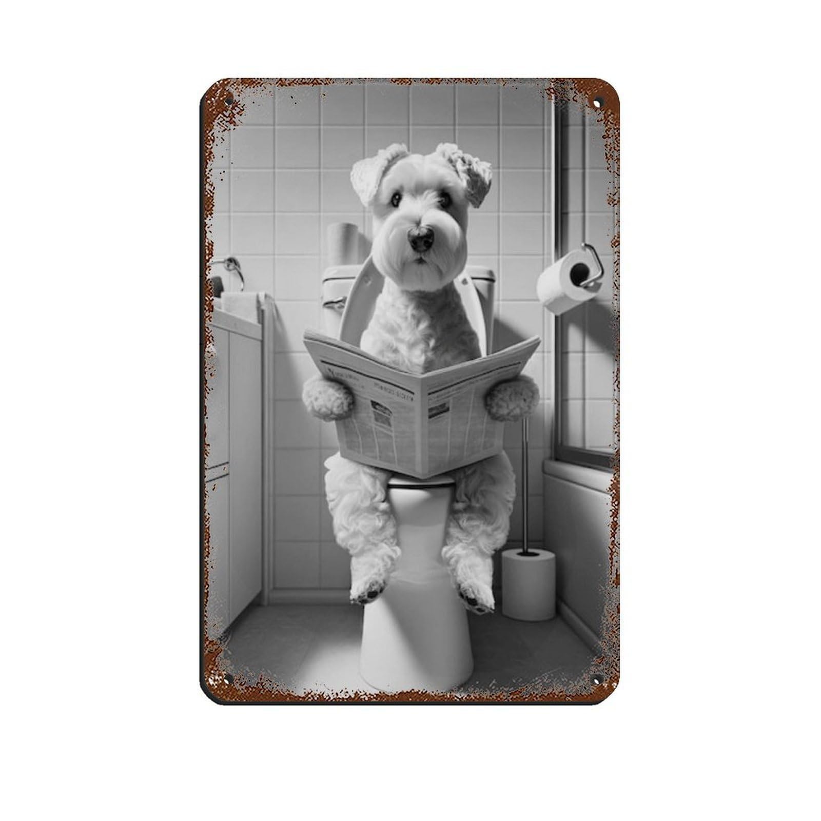 Sealyham Terrier, FunnyBathroomDecor Tin Sign Vintage Metal Pub Club Cafe Bar Home Wall Art Decoration Poster Retro 8x12inch(20x30cm)