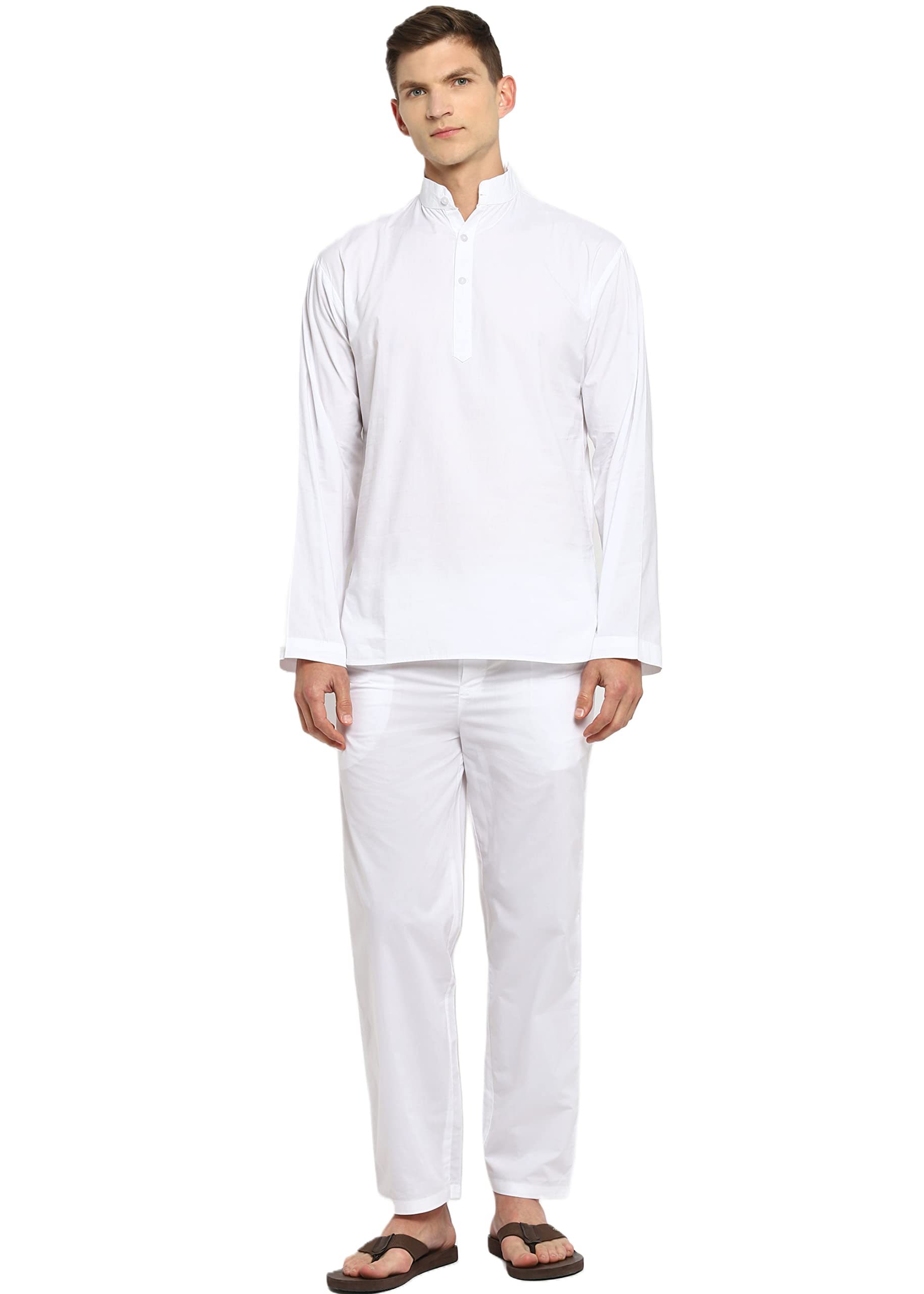 shopbloom Cotton Long Sleeve Chinese Collar Long Sleeve Men's Night Suit-picture-37
