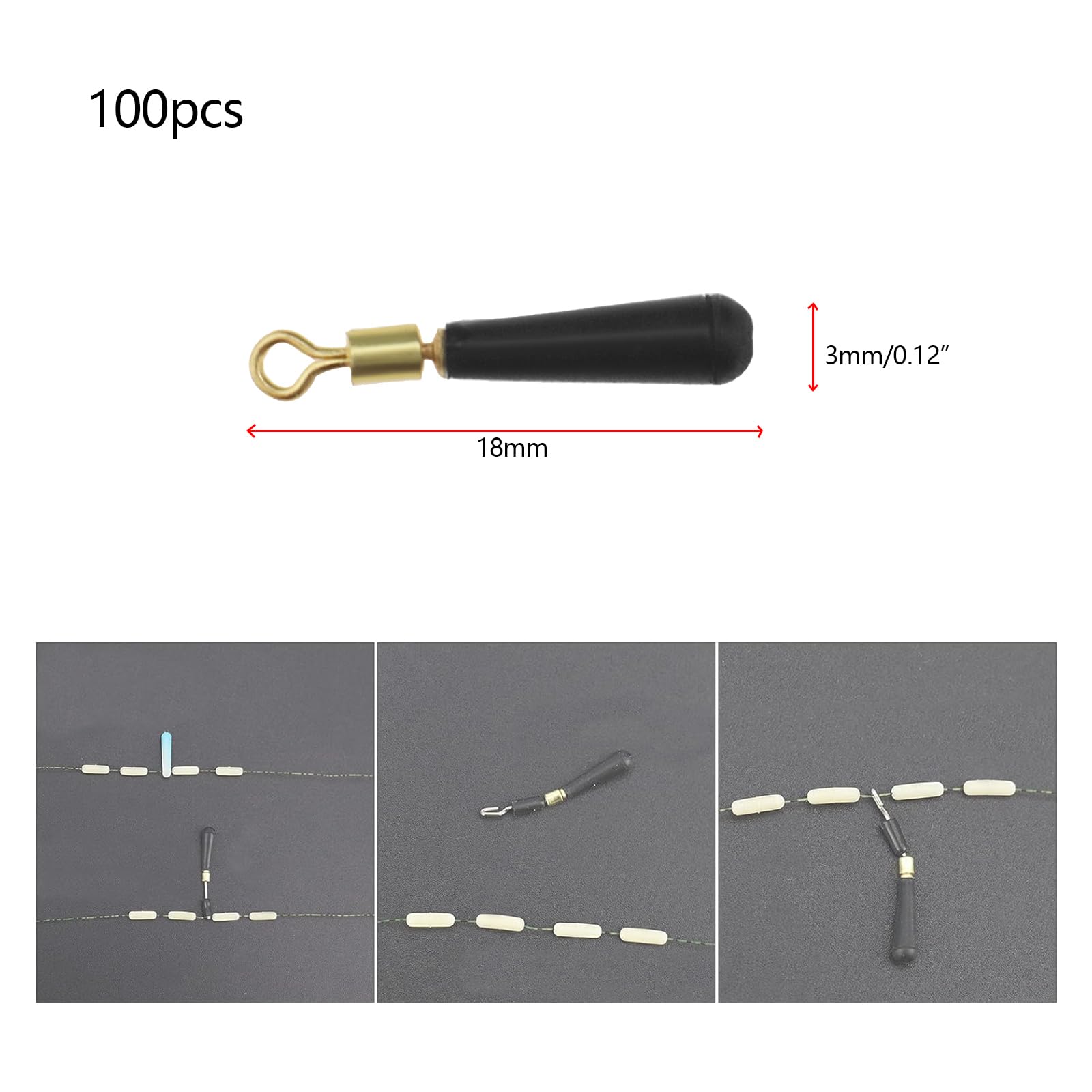 EMSea 100PCS Float Adapters Fishing Quick change swivel Float Adapters Rubber Fishing Tackle Float Length 18mm for Freshwater Saltwater Fishing Black - Image 4