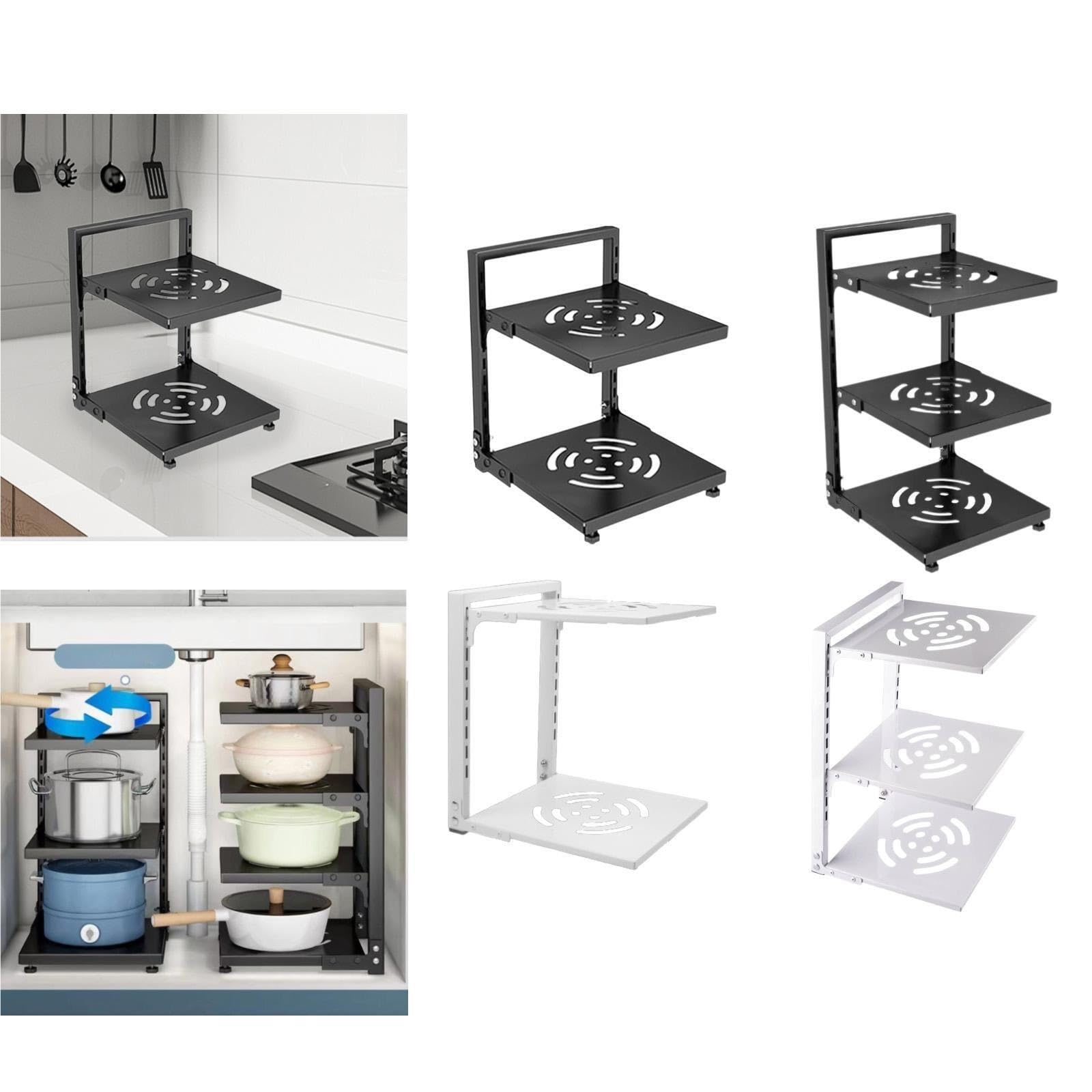 Topfgitter Topf- und Pfannen-Organizer, wiederverwendbarer Pfannenhalter, Küchenorganisation, Aufbewahrung, Topfregal for Zuhause, Theke unter der Spüle, Küchenschrank Für Topfdeckel(3 Tier White)