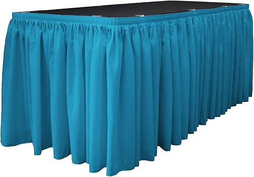Miniatura 10 de LA Linen Falda de mesa de popelina de poliéster para mesas rectangulares, tela plisada para banquetes de boda, 17 pies por 29 pulgadas de largo con