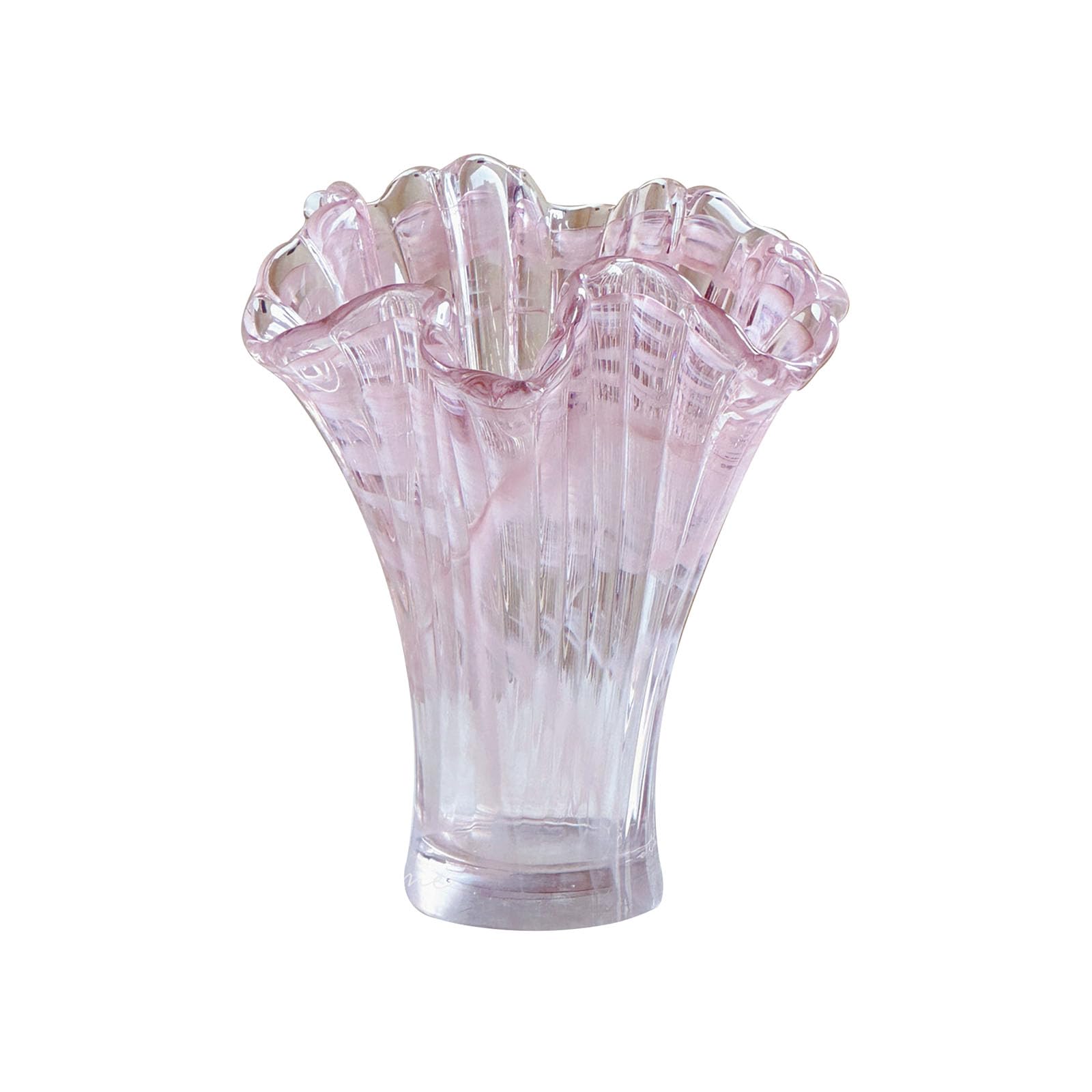 Countertop Vase, Modern Home Design Vase, Ornament for Orchids, Violets, Tulips, Lavender, Eucalyptus, Glass, Size 18 * 18 * 22CM(Size:18 * 18 * 22CM,Color:Pink)