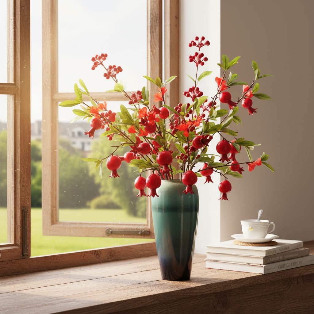 Christmas Artificial Berry Stems -5-Piece Set for Holiday Home Decoration, Holiday Wreath Decoration, Autumn Decoration, Desktop Central Decoration