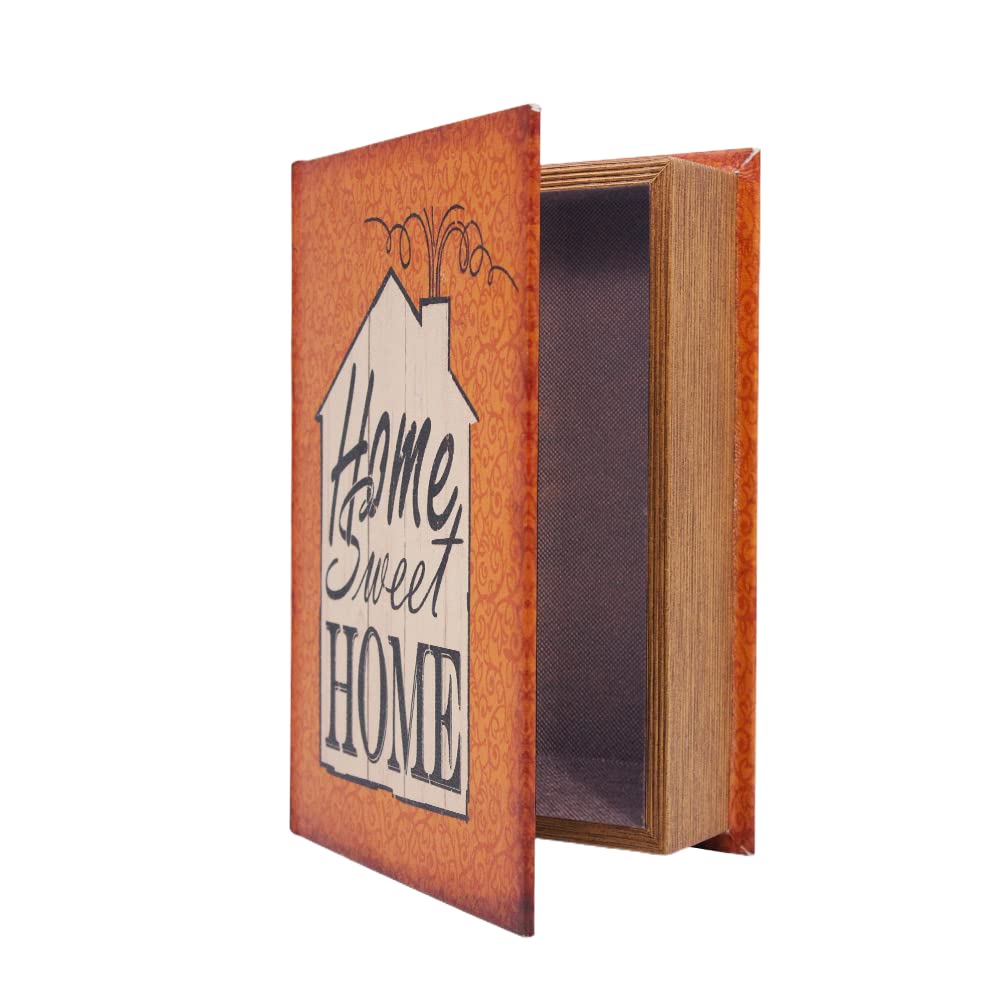 Wooden Antique Book Decorations, Diversion Book Safe, Decorative Books with Secret Compartment, Vintage Book Storage Box for Hidden Jewelry, Money and Cash (Home sweet Home)