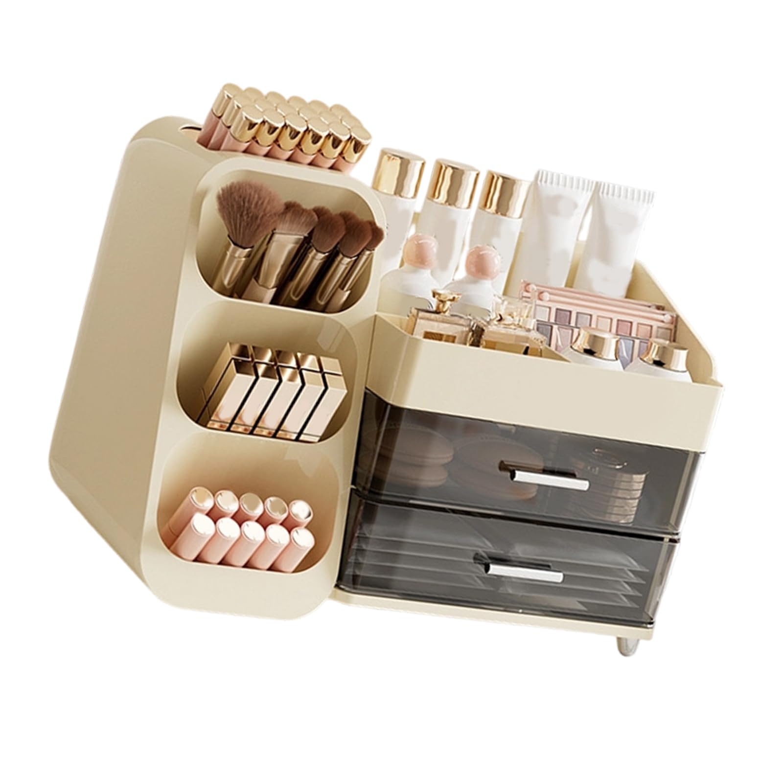 Shurhome Compact Transparent Makeup Box Multiple Sections Space Saving for Cosmetics Lipstick Holder