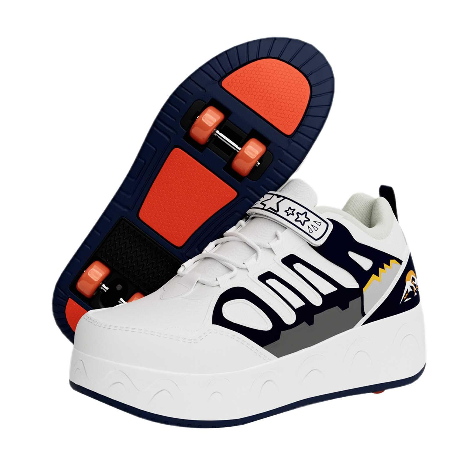 Zapatillas con Ruedas Niña Niño 4 Ruedas EXTRAÍBLES - Zapatos Patines Convertibles para Skate, 2/4 Ruedas - Talla 30-38 EU - Regalo Infantil (Azul/Rosa/Blanco)