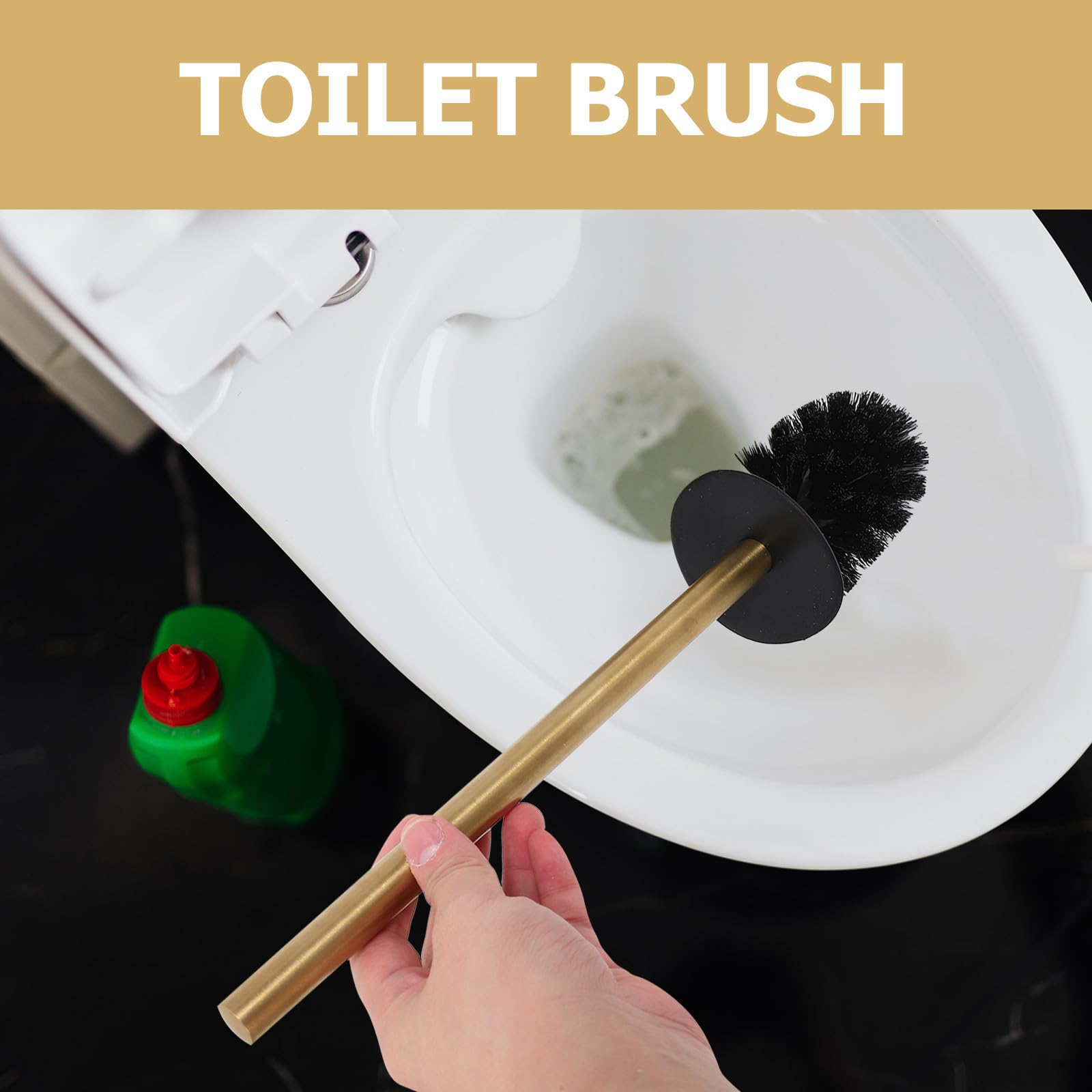 Juego de Escobilla y Soporte con Mango Largo y Diseño Elegante para Limpieza Efectiva para Inodoro de Acero Inoxidable 304 en Baño y Oficina