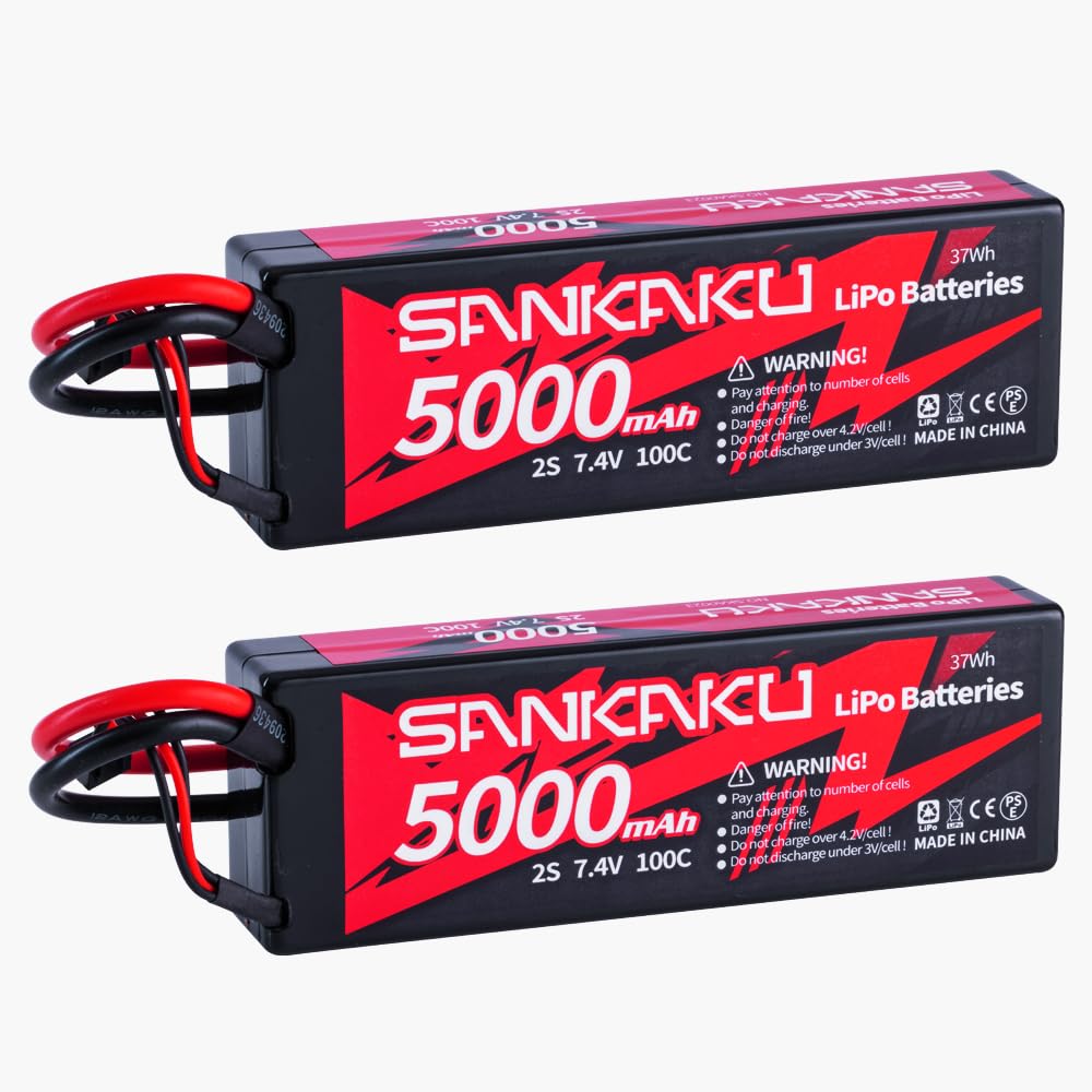 SANKAKU 5000mAh 2S Batteria Lipo 100C 7,4V Lipo spina Deans T per veicoli RC Buggy Auto Camion Barca Hobby 2 pezzi