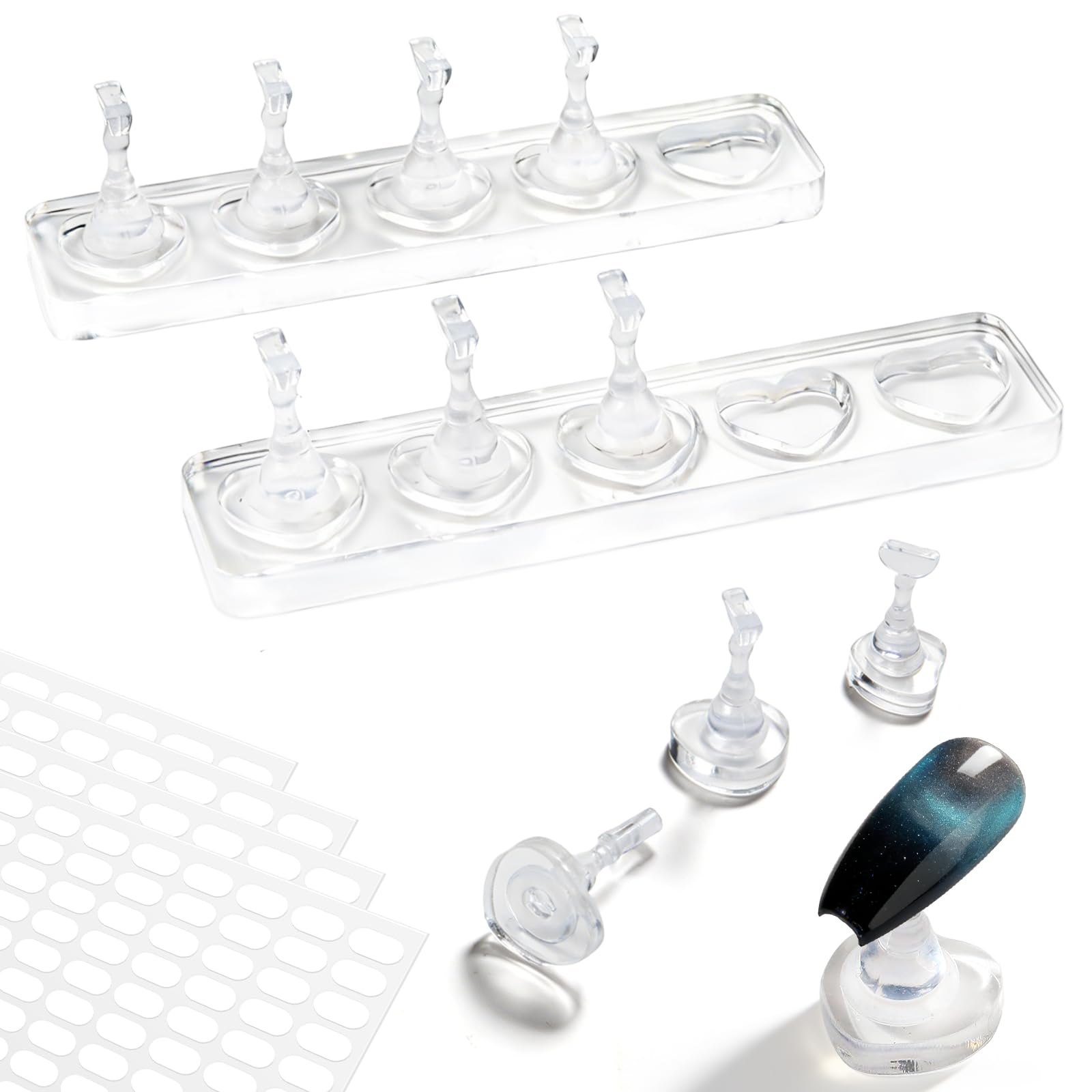 BQAN 2 Set Nail Stand for Press On , Non Magnetic Nail Holder For Cat Eye