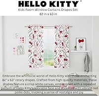 Vista 2 de Hello Kitty - Juego de cortinas y drapeados para ventana de habitación infantil, 82 pulgadas x 63 pulgadas, (Producto con licencia oficial) por