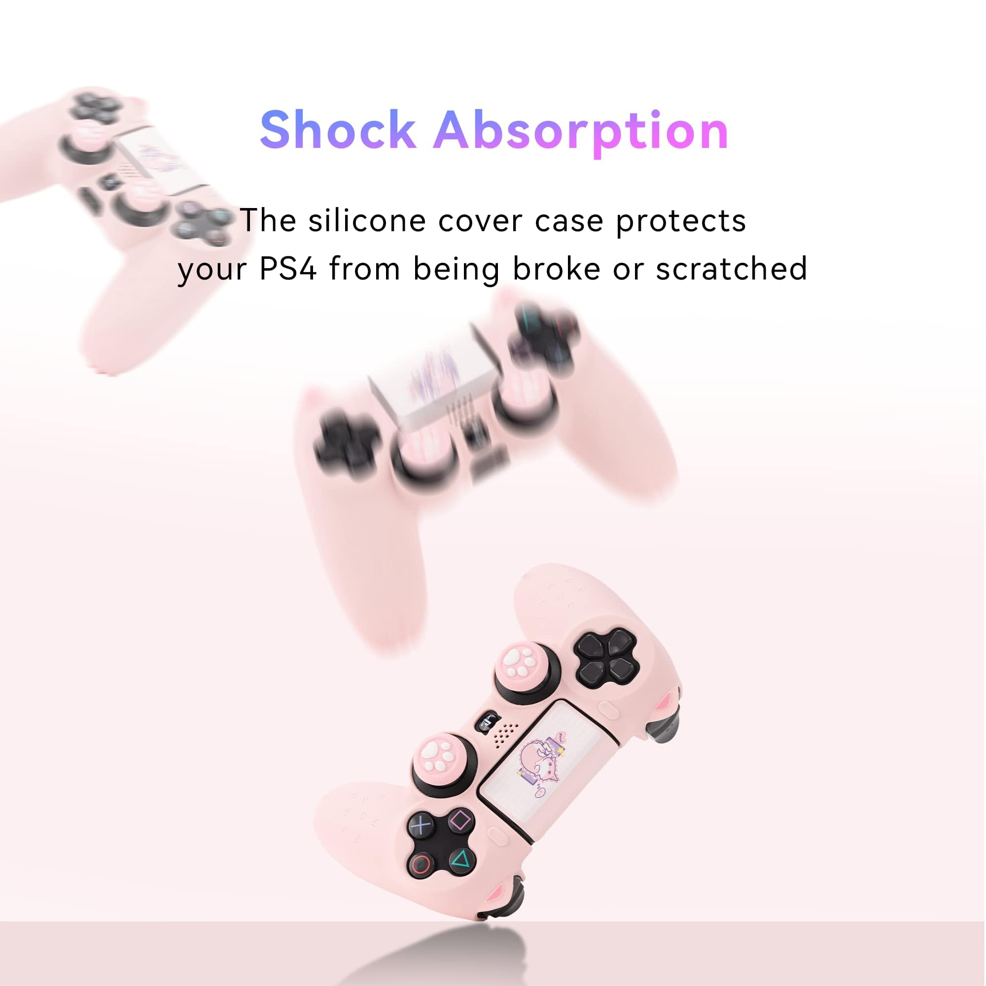 GeekShare Skin per controller PS4 a forma di pelle, in silicone antiscivolo, compatibile con controller PS4 Slim/Pro, rosa