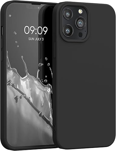 kwmobile Funda compatible con Apple iPhone 13 Pro Max - Funda protectora delgada de silicona TPU - Negro mate