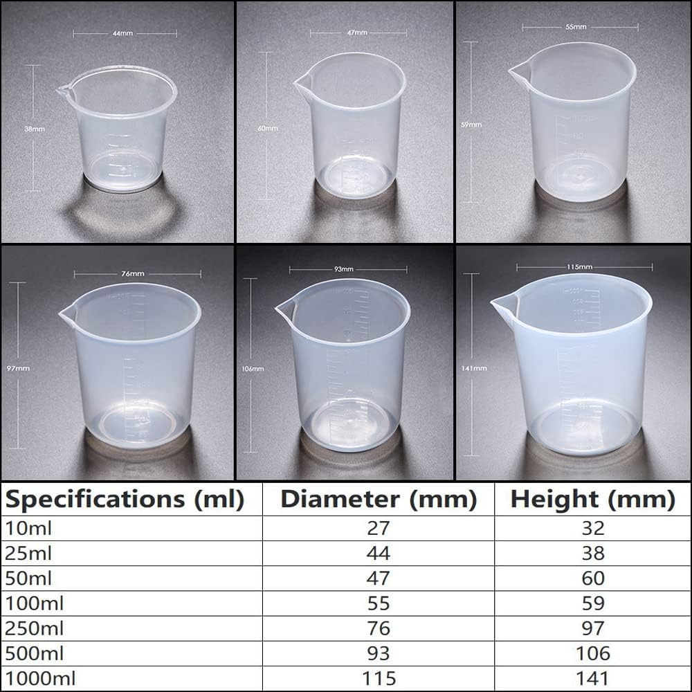 50 PCS 10ml Resin Mixing Cups, Liquid Measuring Cups, Plastic Beaker, Graduation Epoxy Resin Cups for Resin Epoxy Paint Food, Lab Use