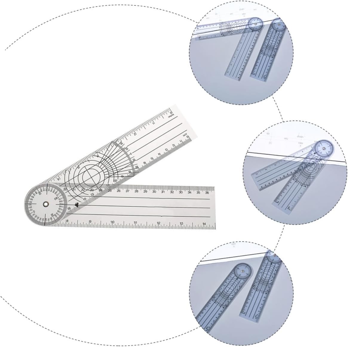 SEWACC Plastic Rotary Goniometer Angle Protractor Pvc Spinal Measuring Ruler for Physical Therapy and Orthopedic Joint Assessment