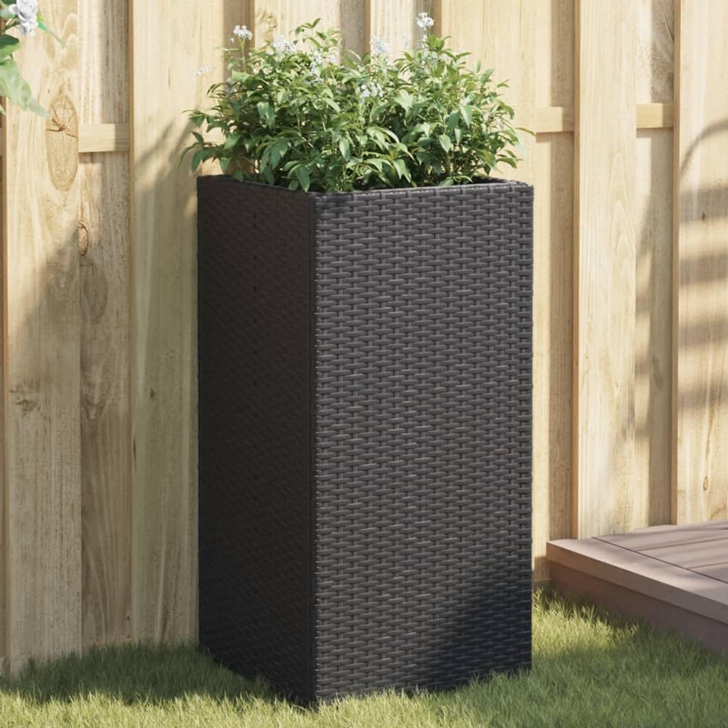 vidaXL Jardinière Noir 40x40x80 cm résine tressée, jardinière d'extérieur, bac à Fleurs, bac à tomates, jardinière de terrasse, bac à Pommes de Terre