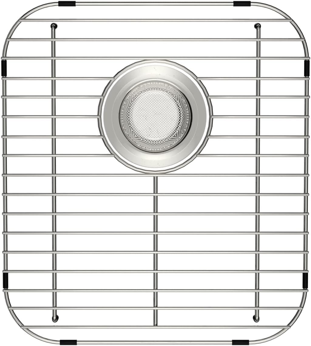 Slideep Sink Bottom Grid for Kitchen, Stainless Steel Sink Protector Metal Sink Grate with Rear Hole, 13"L x 11.6"W