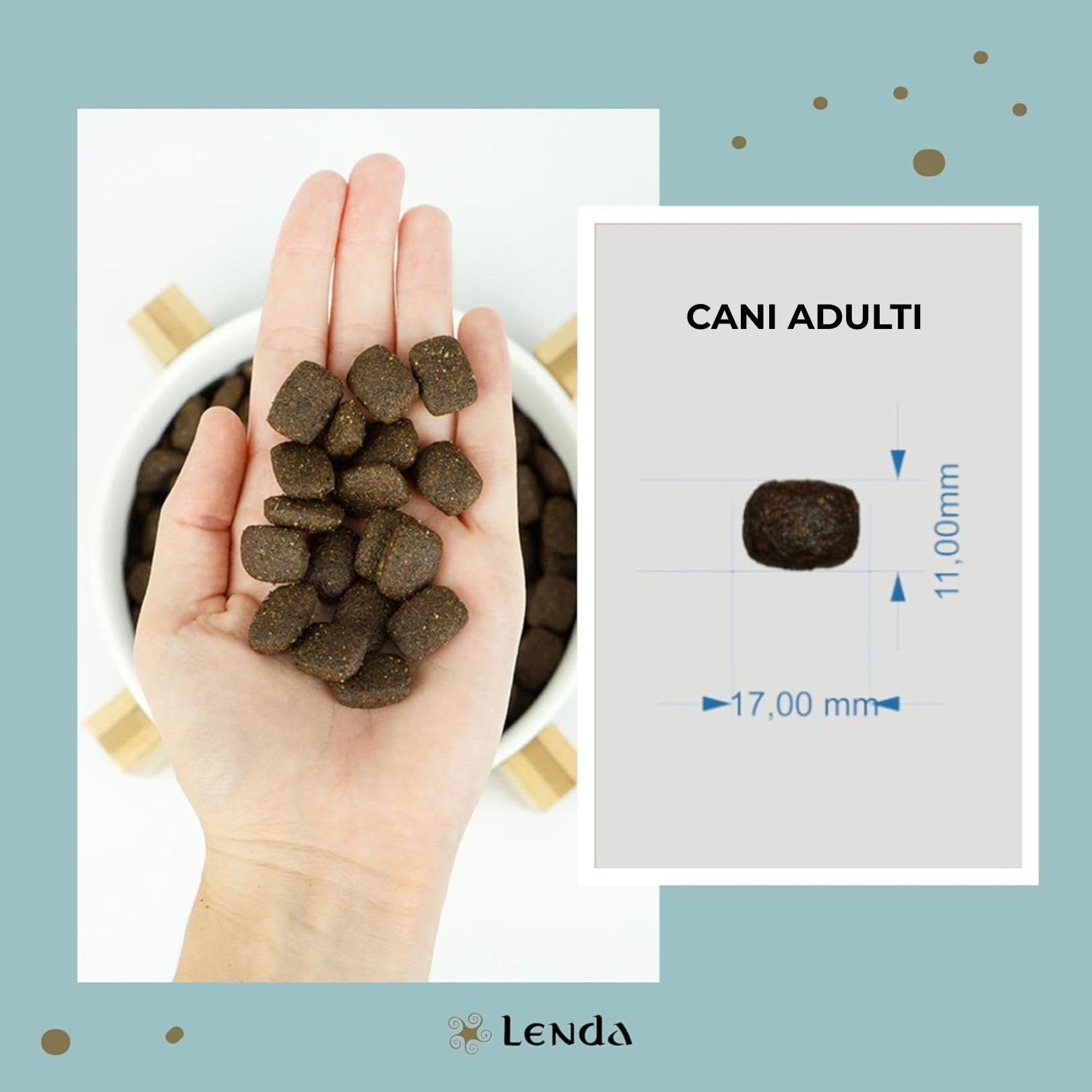 Lenda Chicken 20 kg - Crocchette per Cani Giovani e Adulti con Condroprotettori Probiotici e Olio di Calmone - Alimento per Cani Grande e Piccola - Cibo per Cane di Pollo - Croccantini Cane Naturale