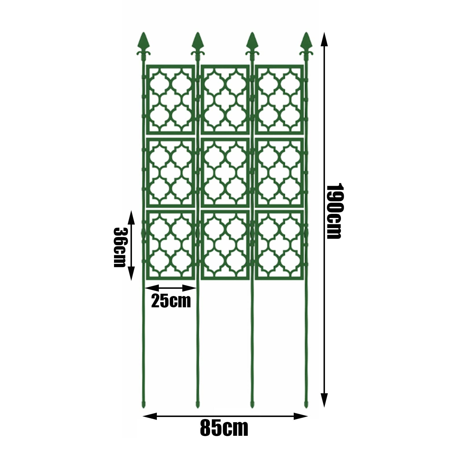 Treillis de jardin en métal pour plantes grimpantes - Panneau mural extérieur antirouille pour vignes, fleurs, plantes en pot, roses, légumes et concombres - Vert - Durable et élégant
