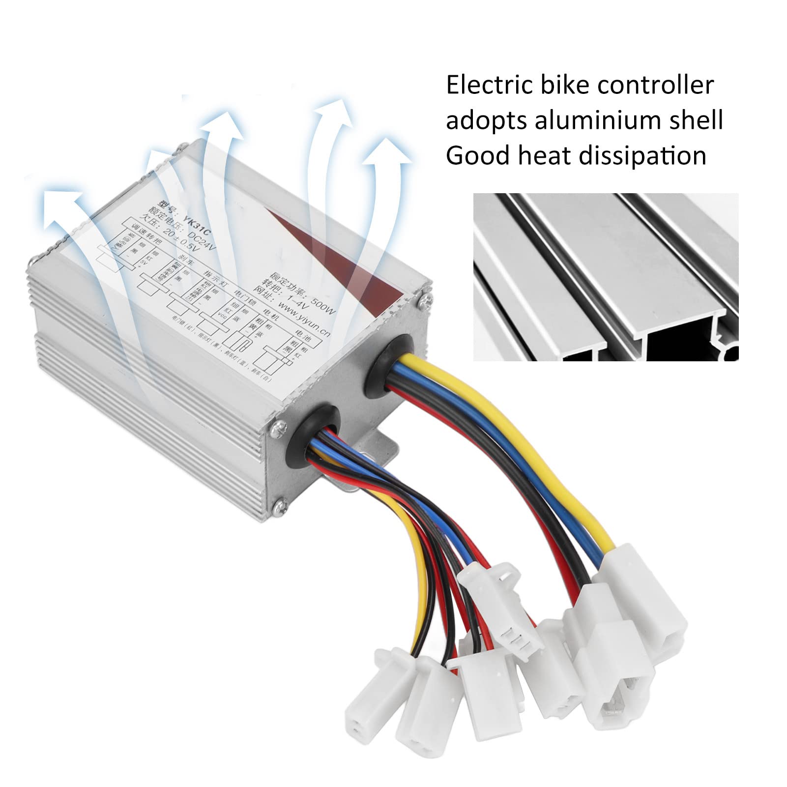 BuyWeek Kit Controller Scooter Elettrico, 24V 500W Kit Controller Motore Bici Elettrica in Lega di Alluminio Controller Motore Spazzola con Maniglia Dell'acceleratore