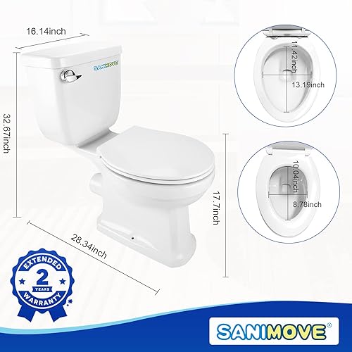 Miniatura 2 de Sanimove Inodoro moderno macerador de 700 vatios con bomba de 3 piezas de sistema de inodoro empotrado para sótano inodoro redondo con tanque de