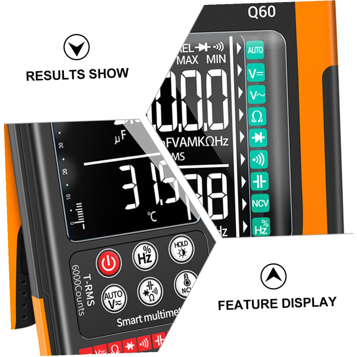 PRETYZOOM Portable Digital Multimeter True with Auto Ranging, Non-Contact Voltage Detection, Backlight Display, Continuity Buzzer, Diode Test, Data Hold, and Flashlight – Electrician Tool