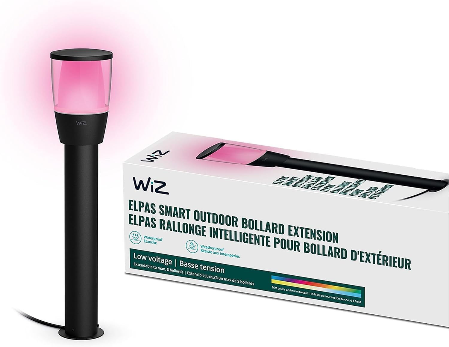 WiZ Elpas Bollard Smart WiFi Outdoor LED Path Light Starter Kit, Compatible with Alexa, Google Assistant and Siri Shortcuts, Bluetooth Compatible, No Hub Required