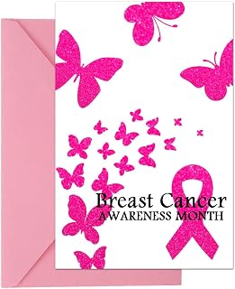 Breast Cancer Awareness Month Pink Ribbon Cards,36Pack Breast Cancer Butterfly Pink Card with Envelope for Breast Cancer Fundraising and Awareness Events（4 * 6Inch）