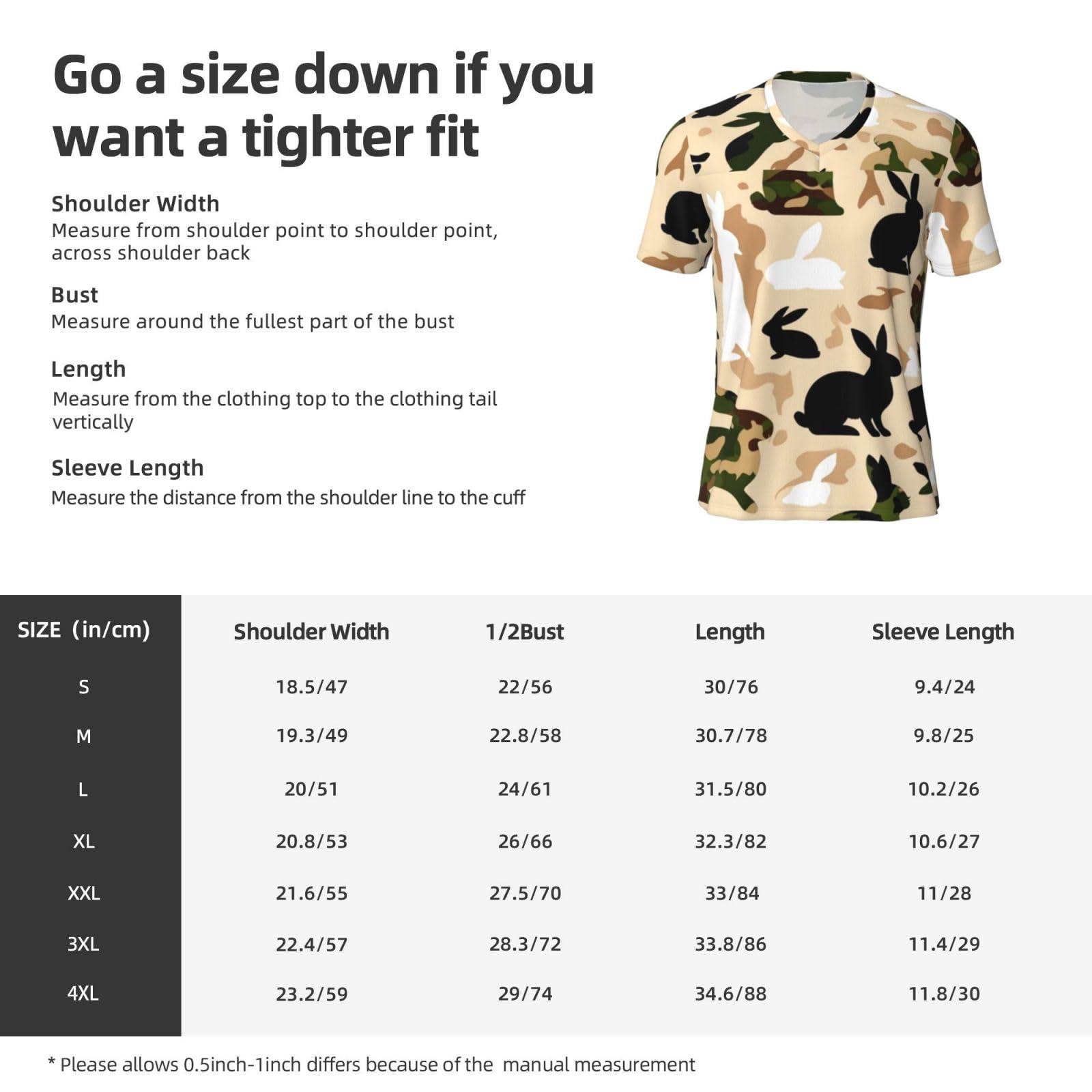 Stylish Athletic Sports Jersey American-Rabbit-Camouflage Men's Rugby Jersey Xx-Large