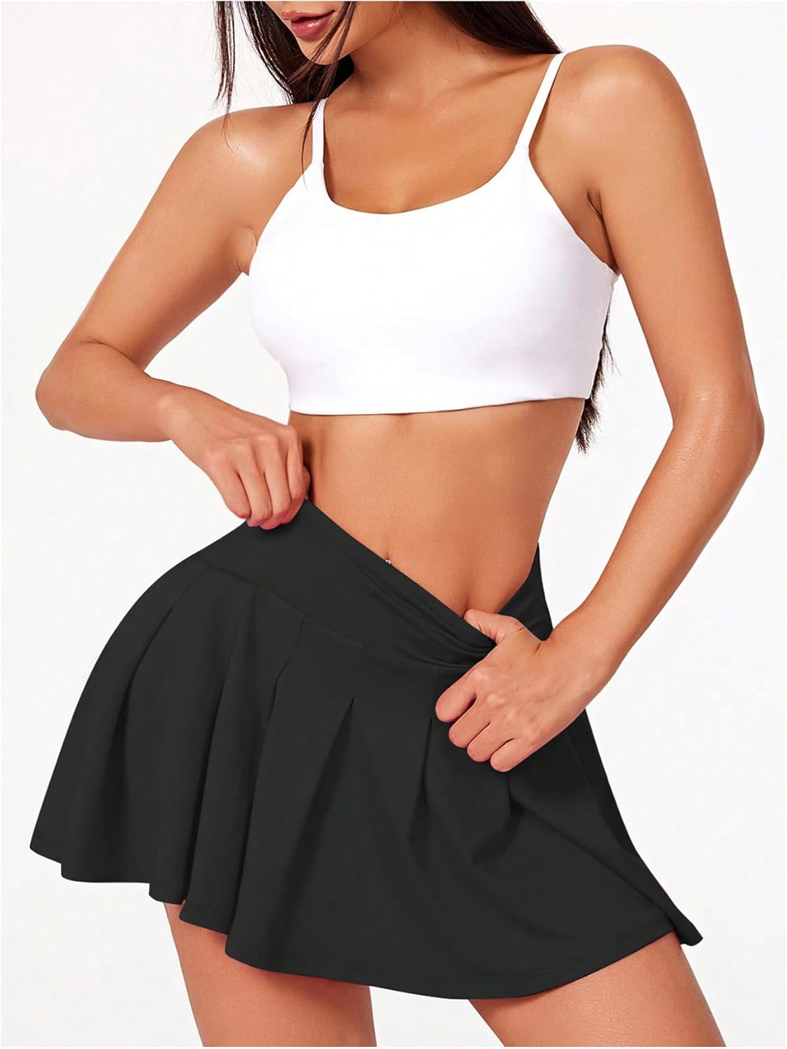 WDIRARA Women's Pleated Tennis Skirts High Waisted Workout Athletic Golf Skorts - Image 5