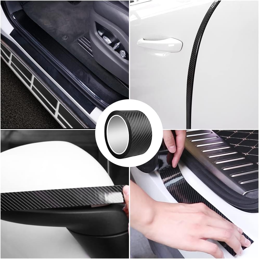 HHGFTIY 5 Pièces De Seuils De Porte En Fibre De Carbone De Voiture, Pour Peugeot 308 SW 2007-2017 Bandes Décoratives De Seuil Autocollant Résistant Aux Rayures