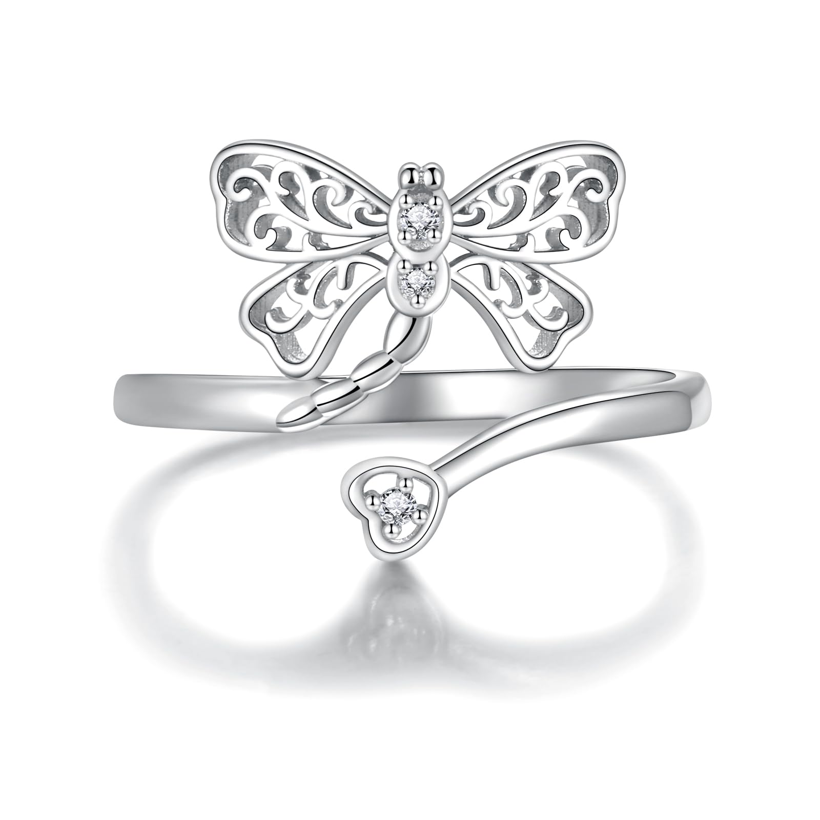 Sariel925 Sterling Silver Dragonfly Rings for Women Adjustable Dragonfly Ring Jewelry Christmas Birthday Gifts