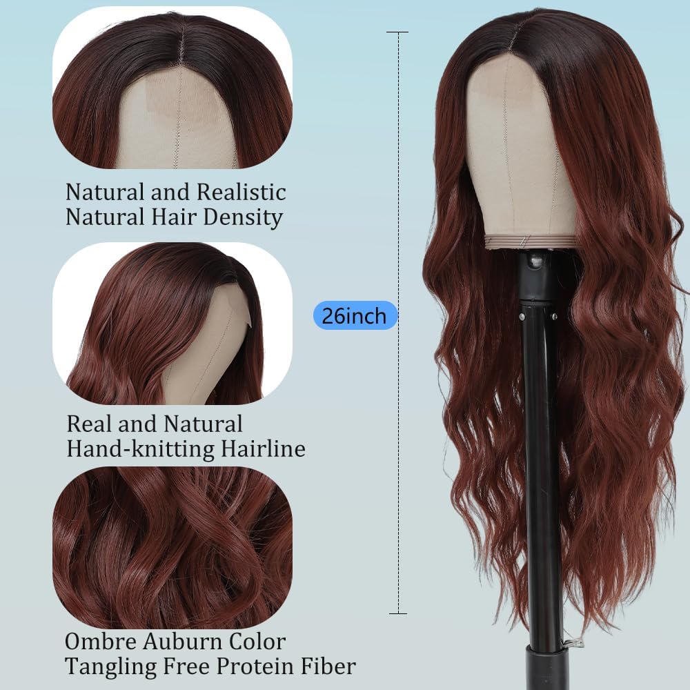 Creamily Long Hair Wig for Women,Red Ladies Wigs Natural Hair Full Head,Synthetic Curly Wig for Cancer Patients Women for Women Halloween Cosplay 1