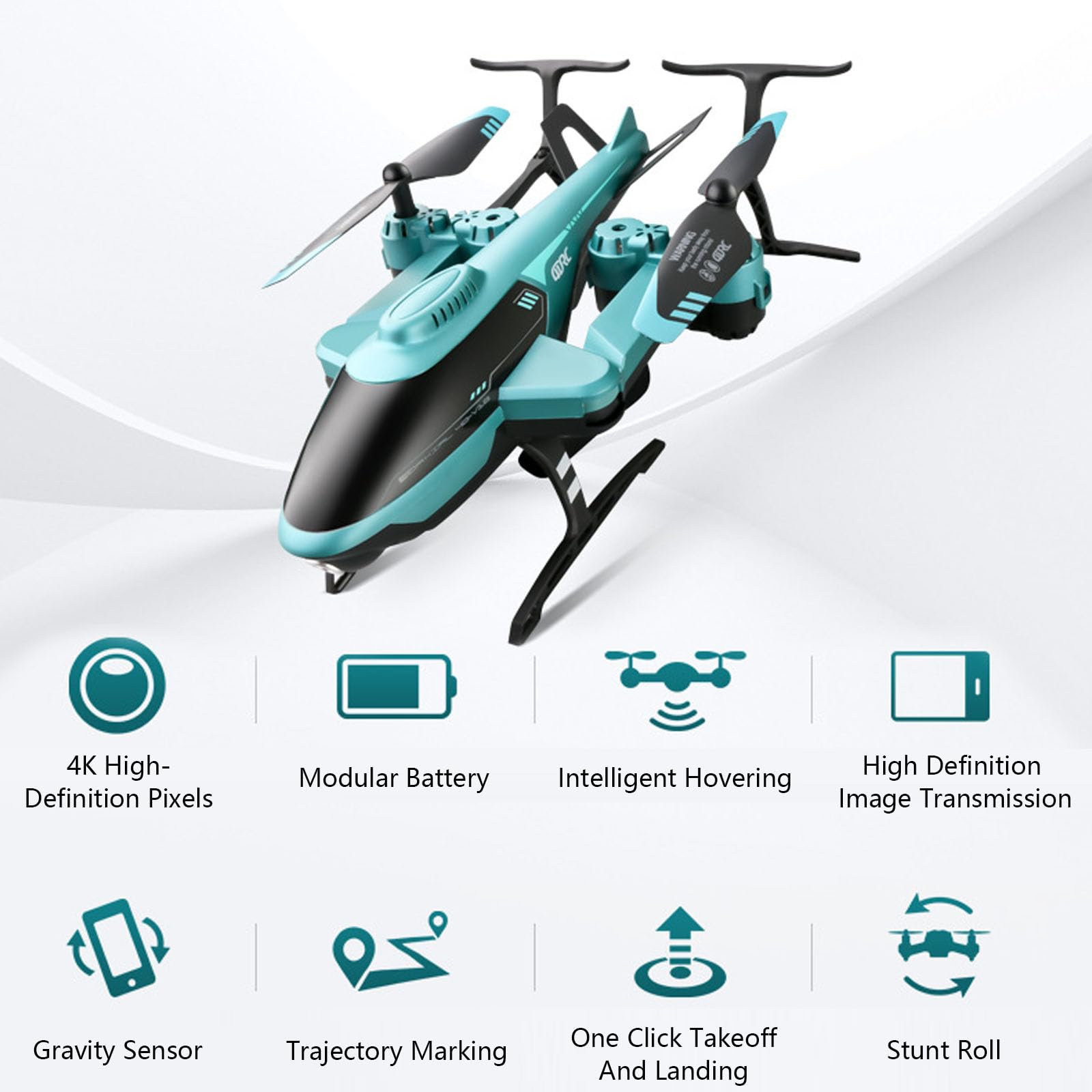 Aereo A Telecomando, Elicottero RC Pieghevole A 2,4 GHz Con Evitamento Degli Ostacoli, Ribaltamenti A 360 ° Sostegno All'altitudine Quadcoptero Di Decollo/atterraggio A Chiave Unica