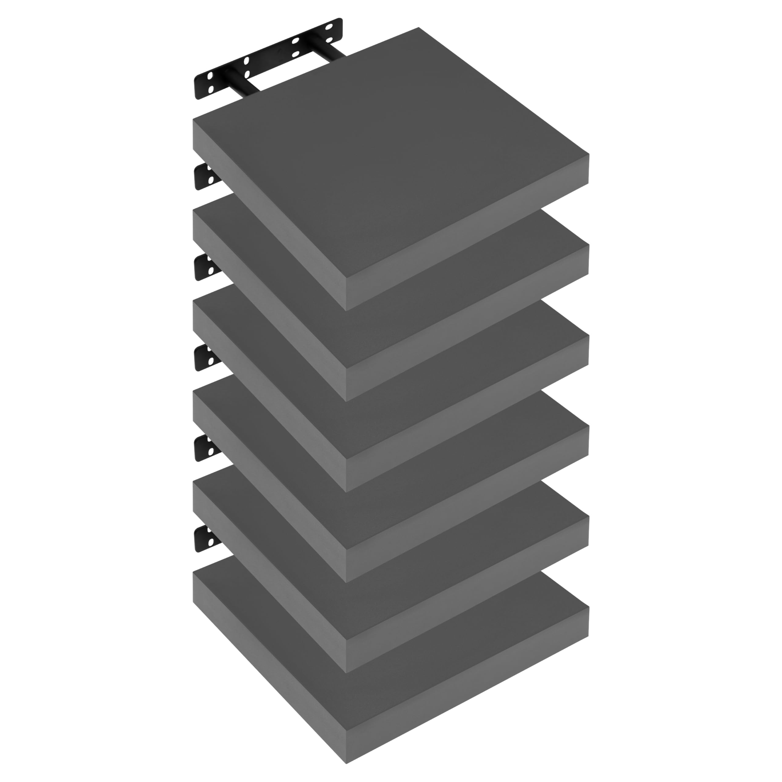 WOLTU 6 Pcs Floating Shelves, 25cm Dark Grey Wall Shelf, Bookshelf