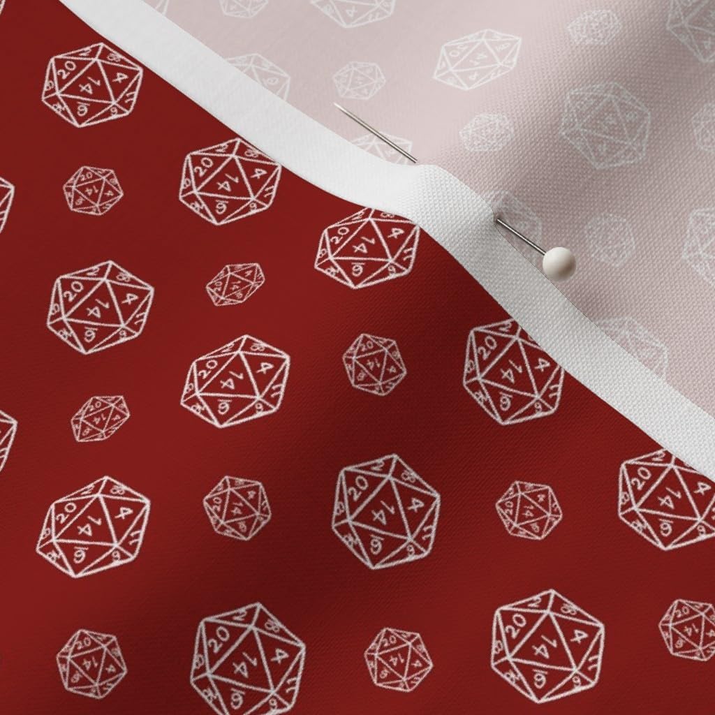 Spoonflower Fabric - Burgundy Dice Gaming Dragons Red Printed on Petal Signature Cotton Fabric by The Yard - Sewing Quilting Apparel Crafts Decor