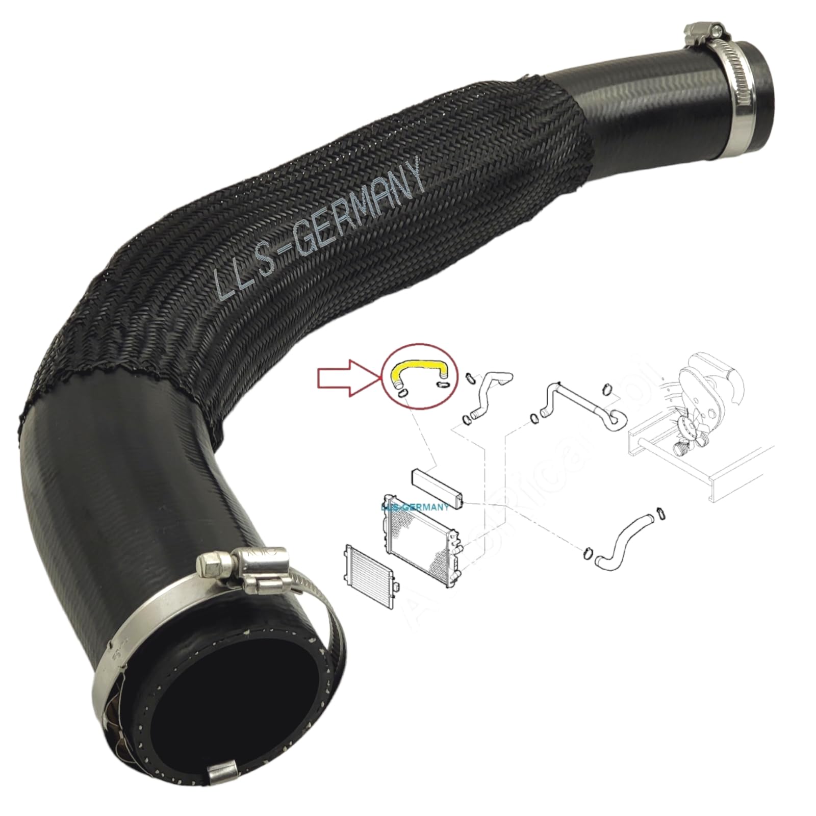 Tuyau D'air De Suralimentation Turbo Compatible Fiat Ducato 2.3 JTD - Référence 1350776080 - Prêt à Monter Avec Joints