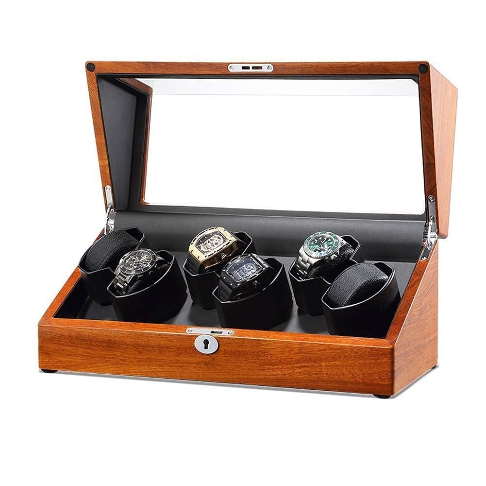 YNIYUJKL Watch Winder For Automatic Watches Automatic Winding Box 5 Rotation Modes Piano Paint Quiet Organizer 6 Watches Winder Watch Winder Box Watch Winder Watch Stora