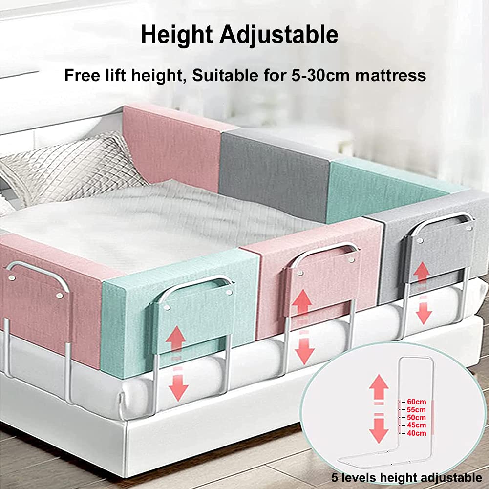 Barandilla De Cama Anticaída, Valla De Protección para Niños Ajustable De 5 Engranajes, Rieles De Parachoques De Seguridad Y Niños, Protector De Barandilla Lateral De Cama para Viajes Y Uso